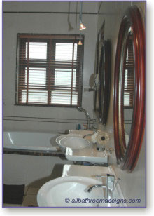 brown and white bathroom