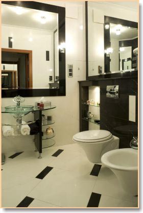 white and black bathroom